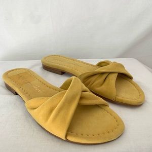 Bettye Muller Yellow Suede Slides